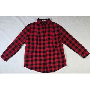 Abollria Red and Black Plaid Button-Up Shirt